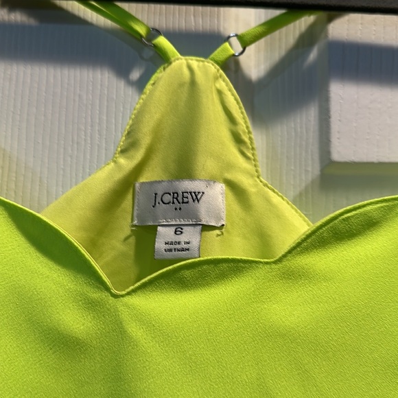 J Crew Neon Yellow Scalloped Satin Tank Top 6 - Picture 2 of 6